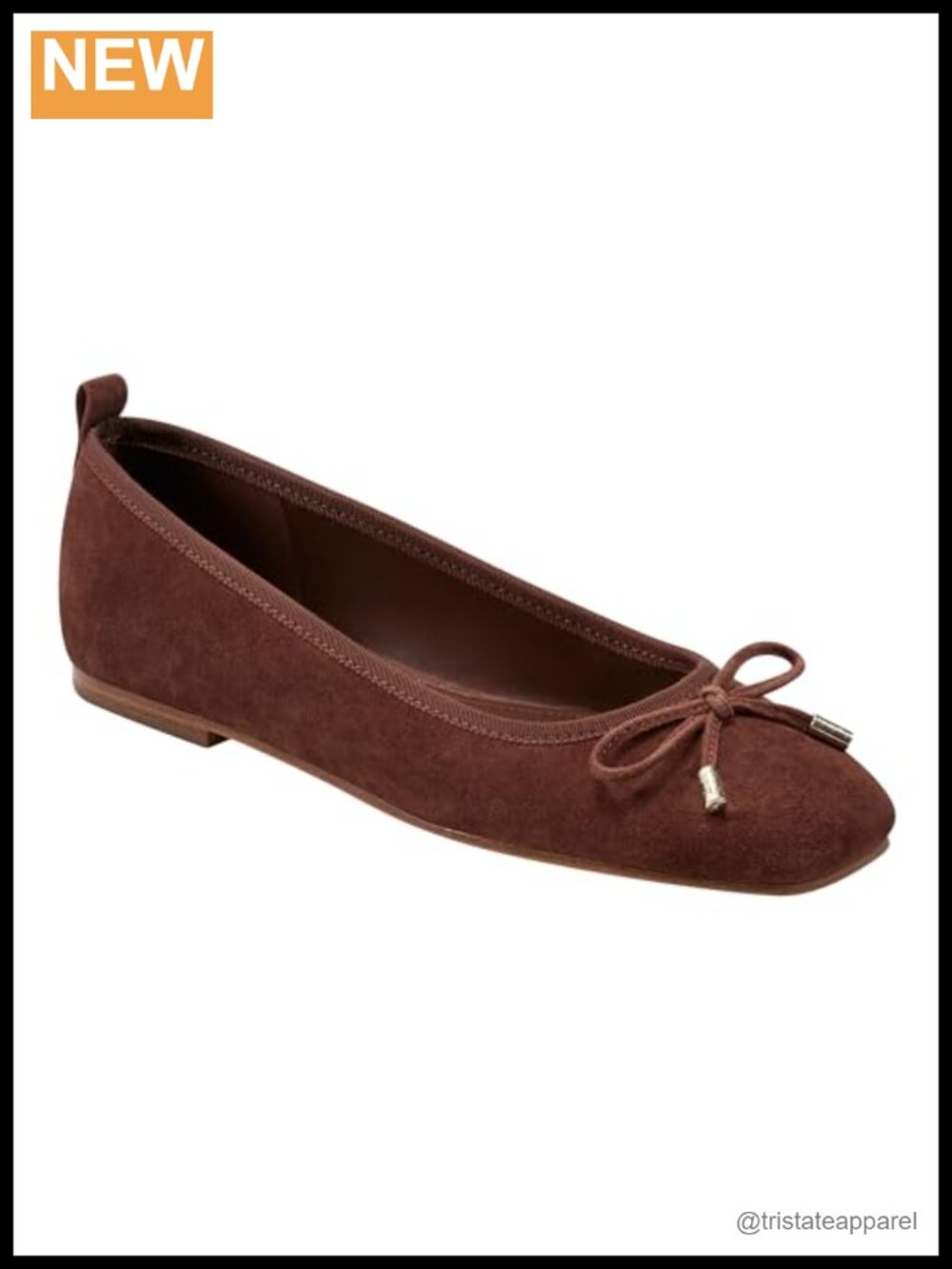 Square Toe Slip-On Flats with Bow Detail Suede Dress Shoes